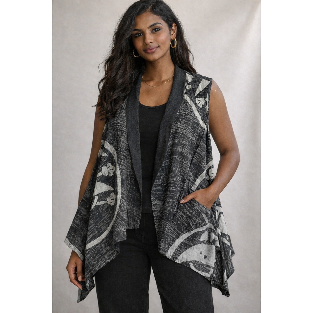 Cupcake International Art To Wear Lagenlook Kimono Wrap‎ Jacket 110% Cotton